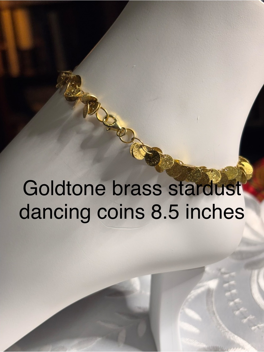 Handmade Goldtone Dancing Coin Anklet 8.5 inches